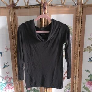 Ann Taylor sweater cowl neck collar black petite long sleeve soft lightweight